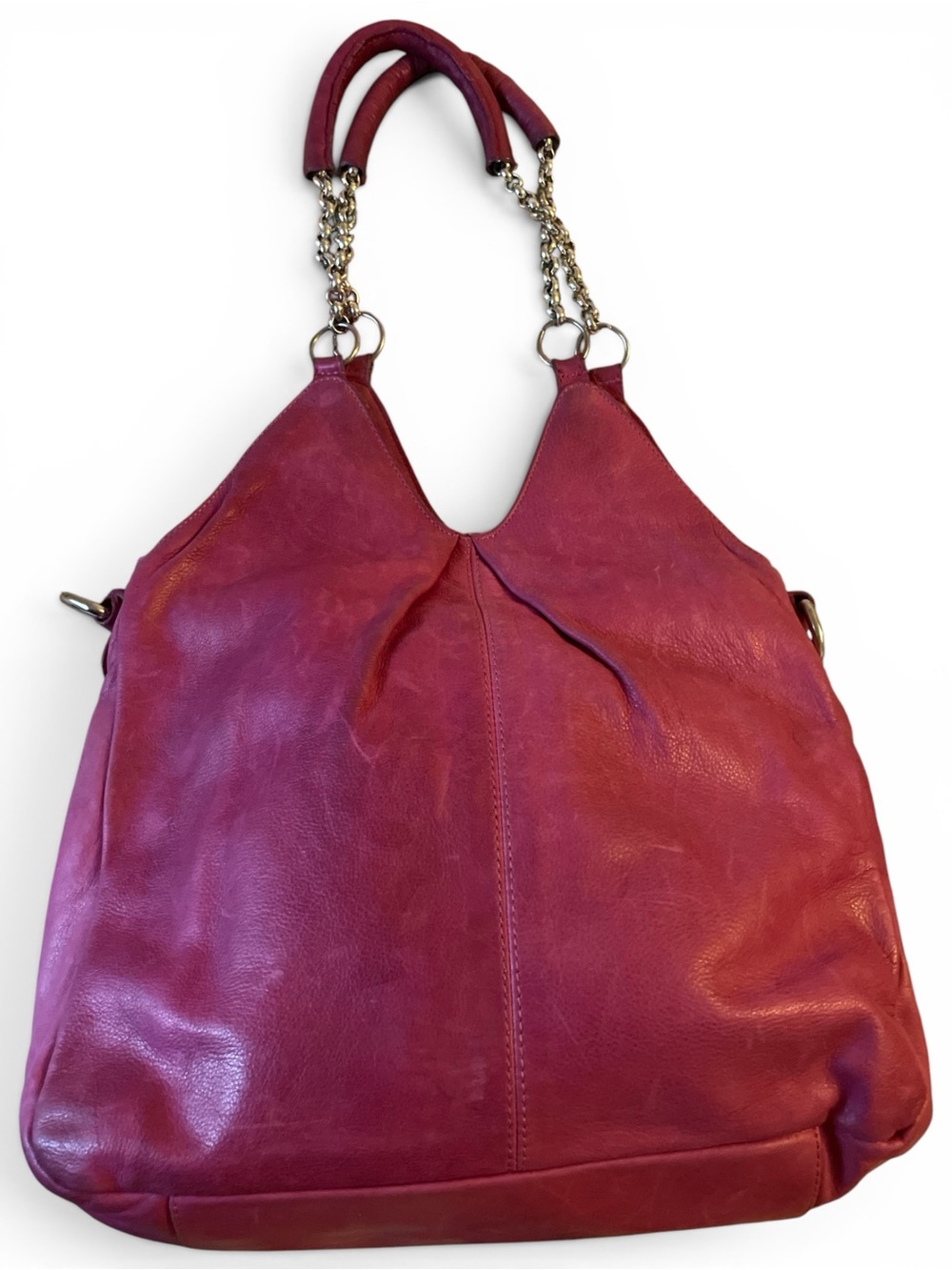 Vintage Marzia Italian Pink Leather Tote Bag with Chain Handles -Large Bag - Picture 2 of 13